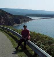 Photo of Margreta at a lookout on the Cabot Trail
